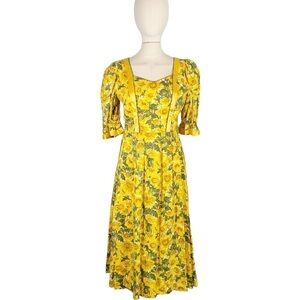 Vintage Isola Sunflower Midi Dress Size 38